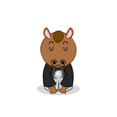紋付袴でお辞儀する馬のイラスト
