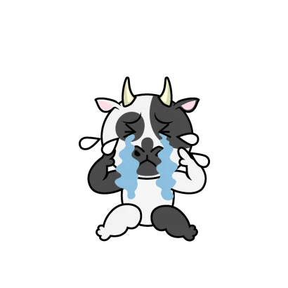 泣く牛キャラのイラスト