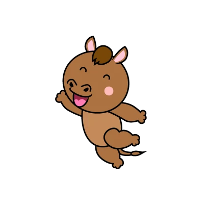 ジャンプする馬キャラのイラスト