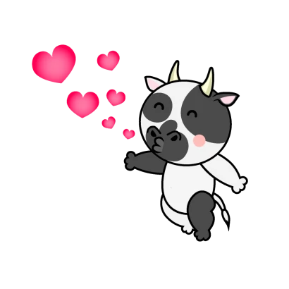 キスする牛キャラのイラスト