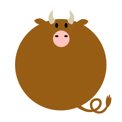 丸い赤牛のイラスト