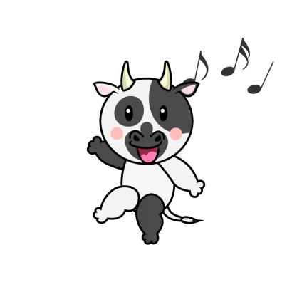 ダンスする牛キャラのイラスト