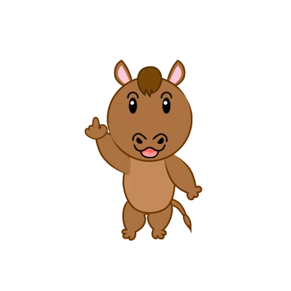 指をさす可愛い馬のイラスト