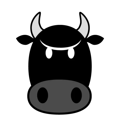 怒る黒牛の顔のイラスト