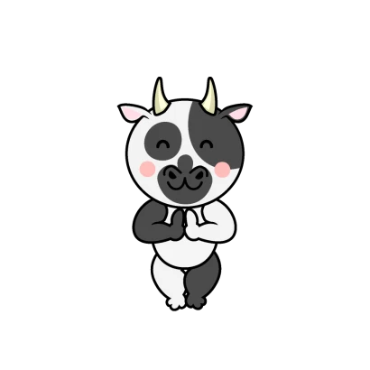 感謝する牛キャラのイラスト