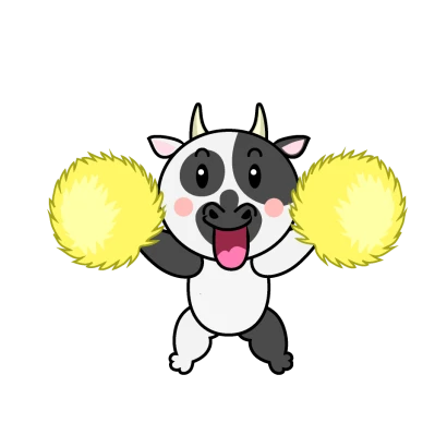 応援する牛キャラのイラスト
