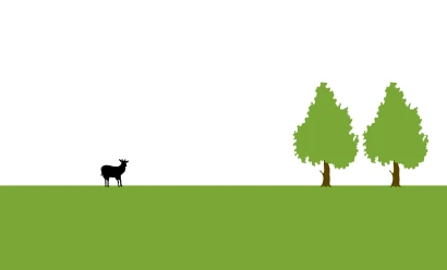 牛の牧場シルエット風景のイラスト