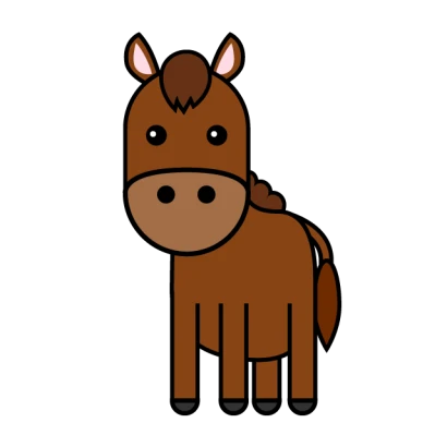 前から見たかわいい馬のイラスト