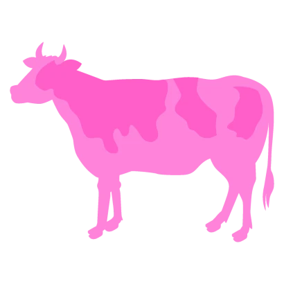 ピンクの牛シルエットのイラスト