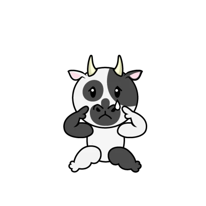悲しい牛キャラのイラスト