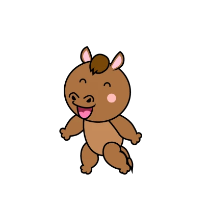 歩く馬キャラのイラスト