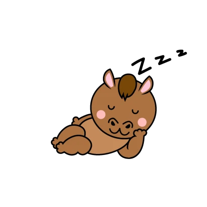 寝る馬キャラのイラスト