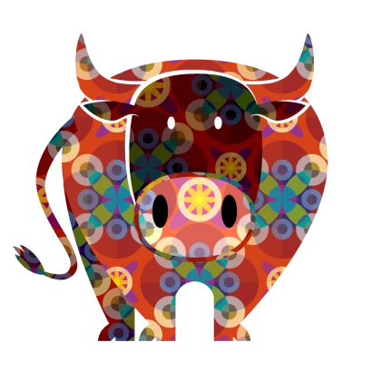 和柄の闘牛のイラスト