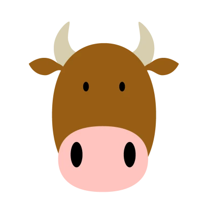 かわいい赤牛の顔のイラスト