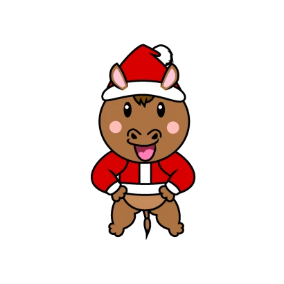 クリスマスの馬キャラのイラスト