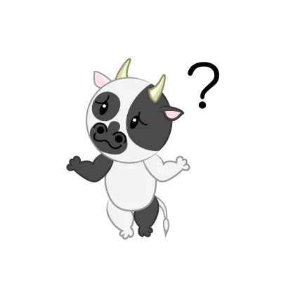 わからないジェスチャーの可愛い牛のイラスト