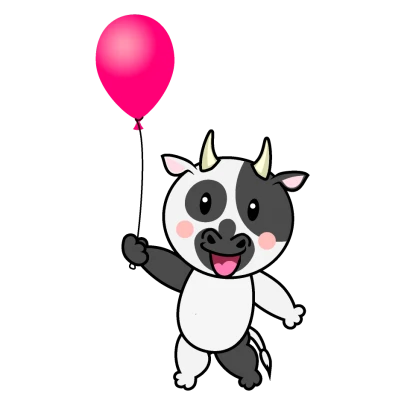 風船の牛キャラのイラスト