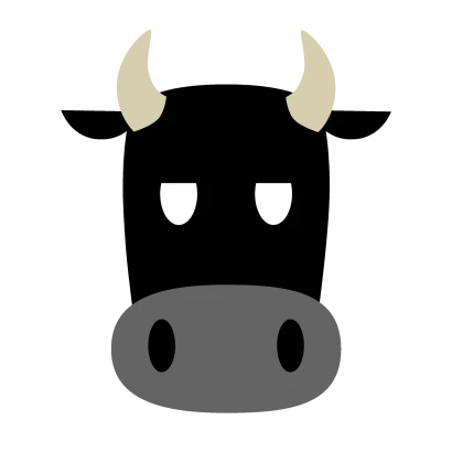 間抜けな黒牛の顔のイラスト