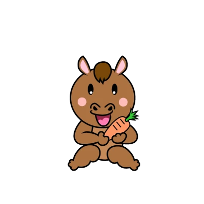 食べる馬キャラのイラスト