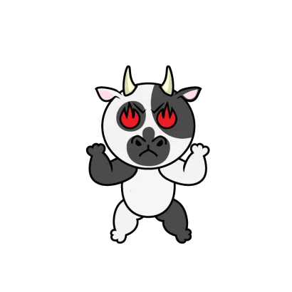 やる気の牛キャラのイラスト