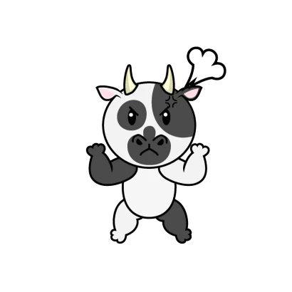 怒る牛キャラのイラスト