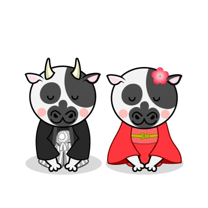 お正月の牛キャラのイラスト