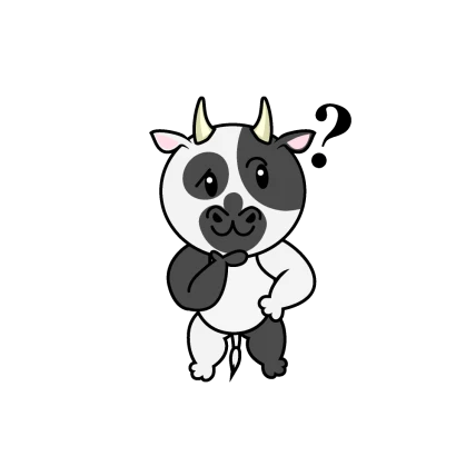 考える牛キャラのイラスト