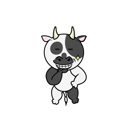ニヤリ笑う牛キャラのイラスト