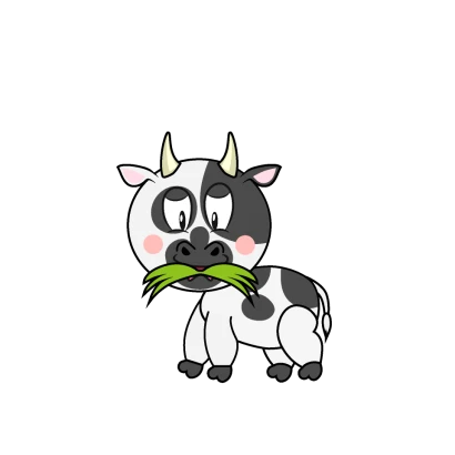 草を食べる牛キャラのイラスト