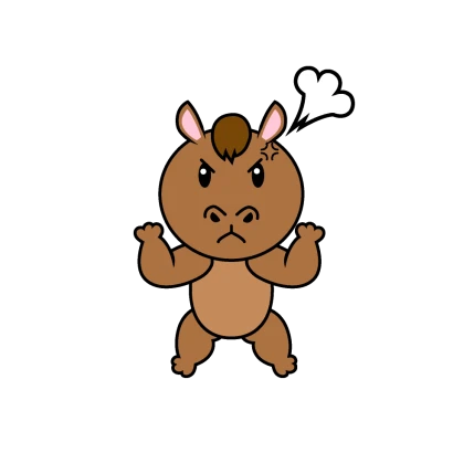 怒る馬キャラのイラスト