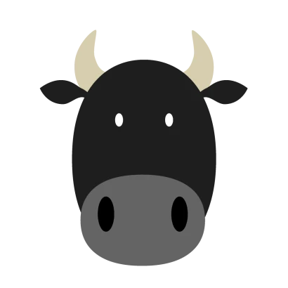 かわいい黒牛の顔のイラスト