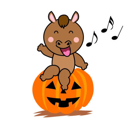 ハロウィンの馬キャラのイラスト