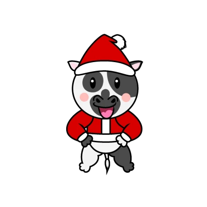 クリスマスの牛キャラのイラスト