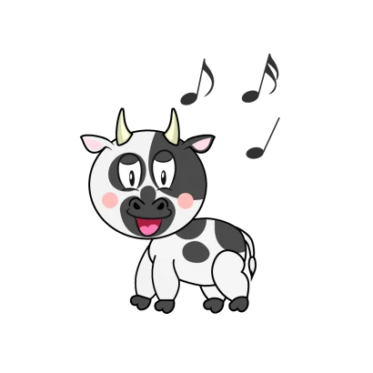 歌を楽しいむ牛キャラのイラスト