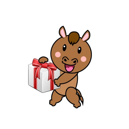 プレゼントする馬キャラのイラスト