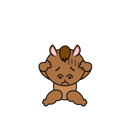 悩む馬キャラのイラスト