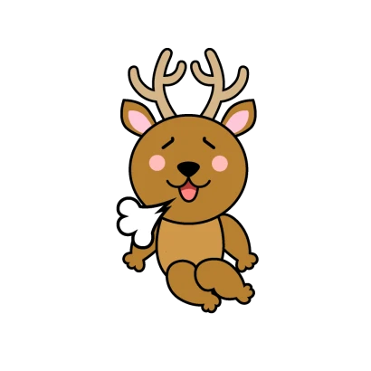 リラックスするシカキャラのイラスト