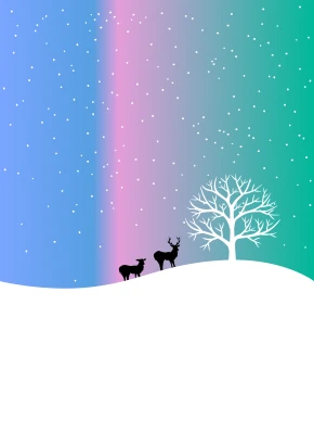 雪原の鹿シルエット背景画像のイラスト