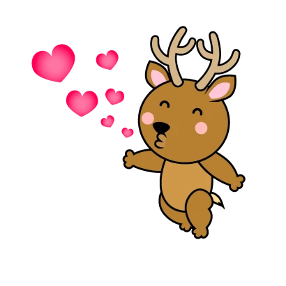 キスするシカキャラのイラスト