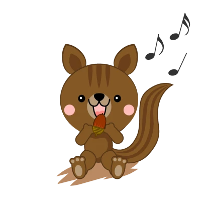 ドングリを食べるリスのイラスト