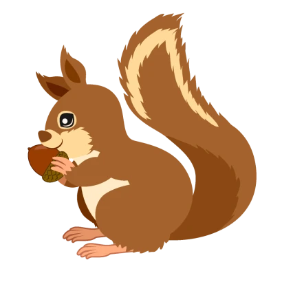 ドングリをかじるリスのイラスト