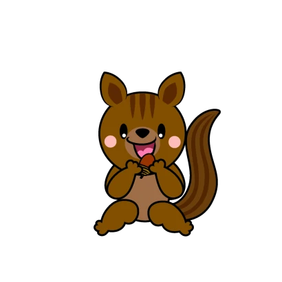 食べるリスキャラのイラスト