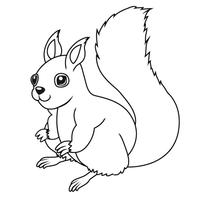 リス（白黒）のイラスト