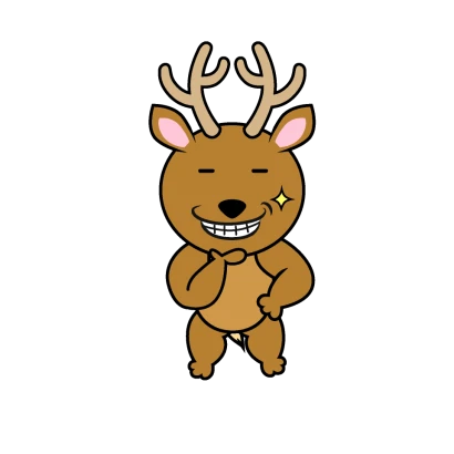 ニヤリ笑うシカキャラのイラスト