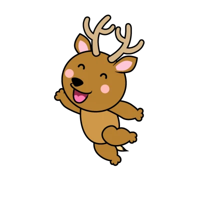 ジャンプするシカキャラのイラスト