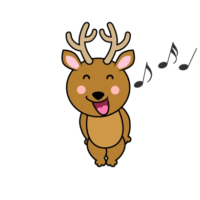 歌うシカキャラのイラスト