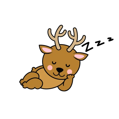 寝るシカキャラのイラスト
