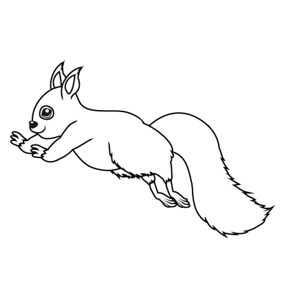 ジャンプするリス（白黒）のイラスト