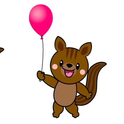 風船のリスキャラのイラスト