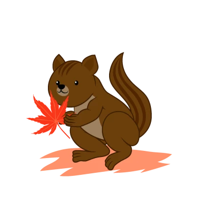 リスと紅葉のイラスト